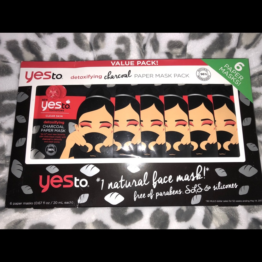 SOLD Yes To Charcoal Paper Mask 6pack NIB